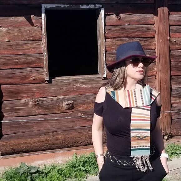 Vintage Aztec, Western,Wool Scarf  - Picture 4 of 10